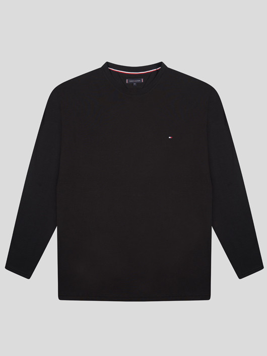 Tee-shirt Ml Uni Noir Tommy Hilfiger Grande Taille  homme grande taille - Capelstore