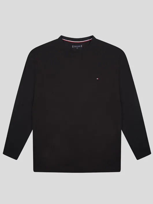 Tee-shirt Ml Uni Noir Tommy Hilfiger Grande Taille  homme grande taille - Capelstore