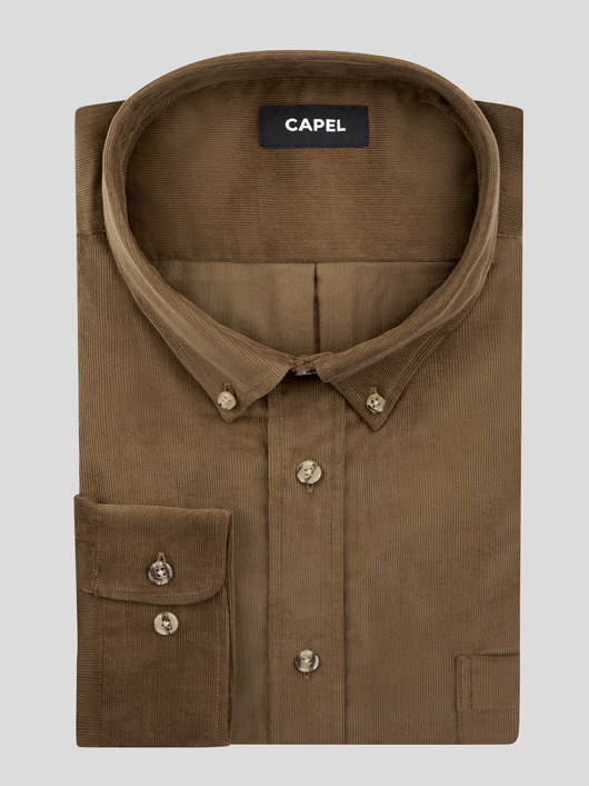 Chemise Ralph Beige Velours Capel Grande Taille  homme grande taille - Capelstore