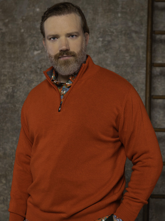 Pull Lino Col Camion. Orange Capel Grande Taille  homme grande taille - Capelstore