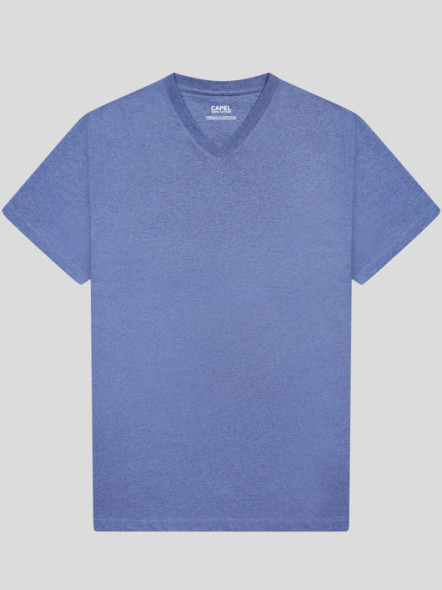 Tee-shirt Louis Col V Indigo Capel Grande Taille