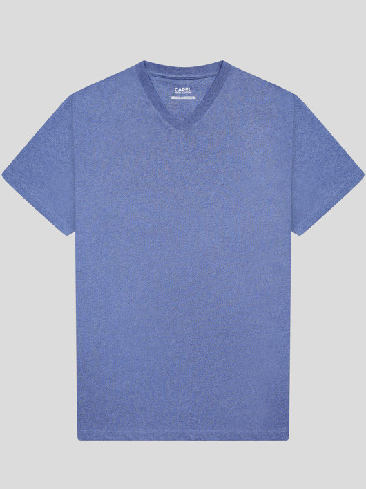 Tee-shirt Louis Col V Indigo Capel Grande Taille homme grande taille - Capelstore