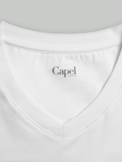 Tee-shirt Louis Col V Blanc Capel Grande Taille  homme grande taille - Capelstore