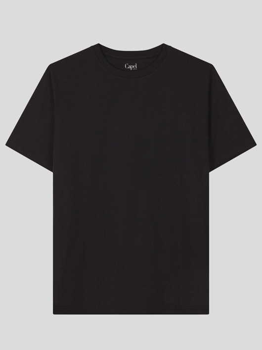 Tee-shirt Louis Col Rond Noir Capel Grande Taille homme grande taille - Capelstore