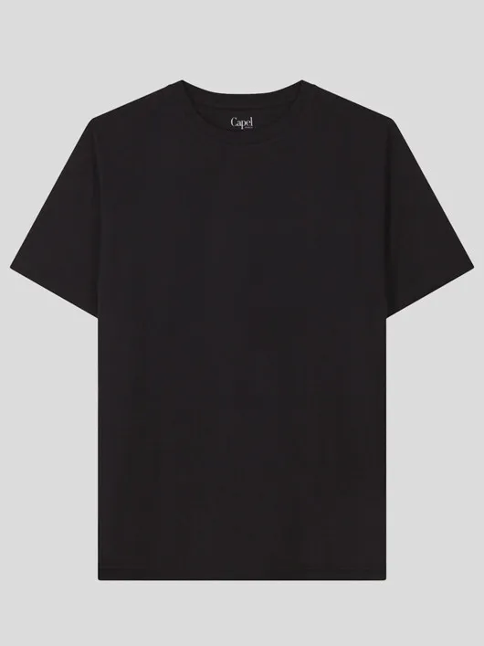 Tee-shirt Louis Col Rond Noir Capel Grande Taille  homme grande taille - Capelstore