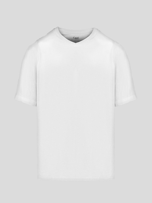 Tee-shirt Louis Col V Blanc Capel Grande Taille  homme grande taille - Capelstore