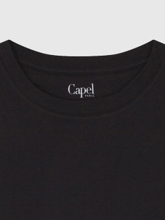 Tee-shirt Louis Col Rond Noir Capel Grande Taille  homme grande taille - Capelstore