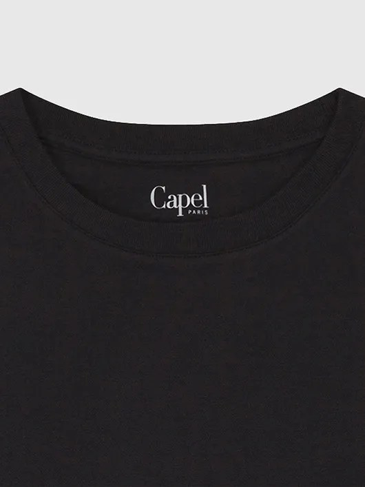 Tee-shirt Louis Col Rond Noir Capel Grande Taille  homme grande taille - Capelstore