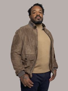 Blouson Cuir Uni Taupe Capel Grande Taille  homme grande taille - Capelstore