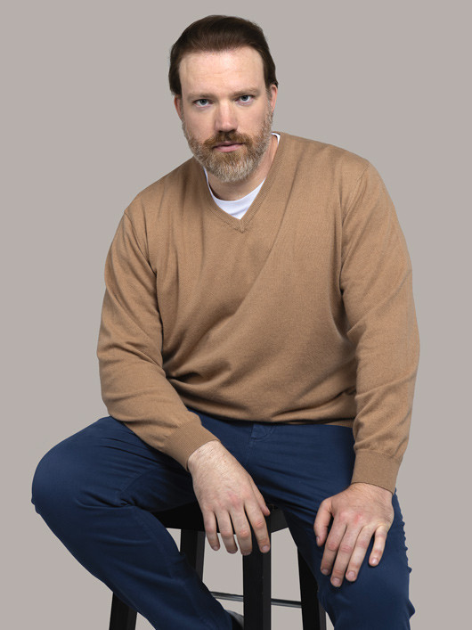 Pull Cachemire Enzo V Beige Capel Grande Taille homme grande taille - Capelstore