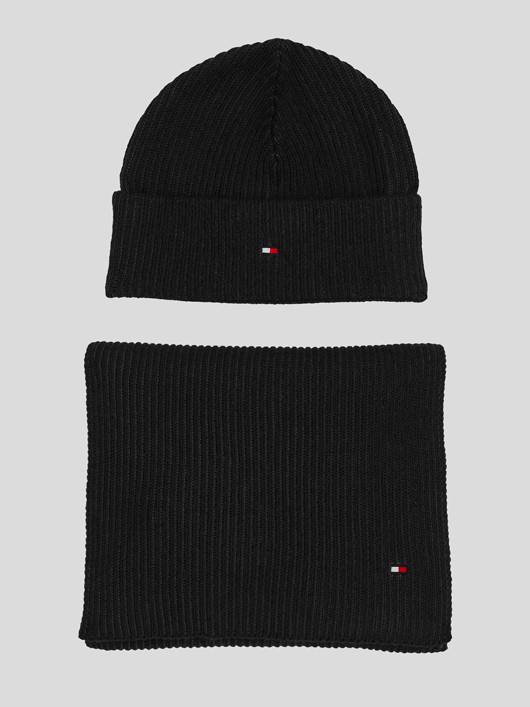 Coffret Echarpe & Bonnet Noirs Tommy Hilfiger homme grande taille - Capelstore