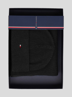Coffret Echarpe & Bonnet Noirs Tommy Hilfiger  homme grande taille - Capelstore