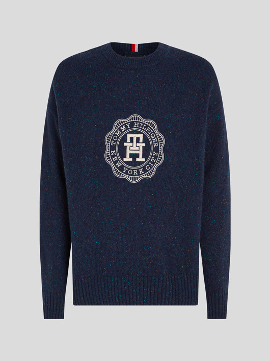 Pull Col Rond Monogramme Tommy Hilfiger Grande Taille  homme grande taille - Capelstore