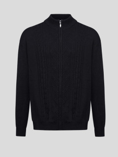 Cardigan Noir Torsades Zippe Capel Grande Taille  homme grande taille - Capelstore