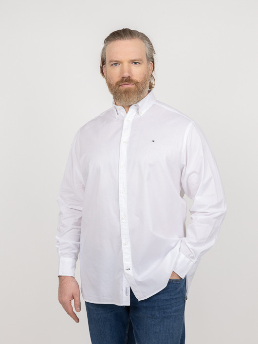 Chemise Popeline Blanche Tommy Hilfiger Grande Taille blanc homme grande taille - Capelstore