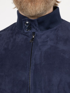 Blouson Cuir Uni Indigo Capel Grande Taille bleu indigo homme grande taille - Capelstore