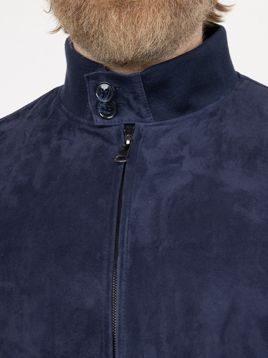 Blouson Cuir Uni Indigo Capel Grande Taille bleu indigo homme grande taille - Capelstore