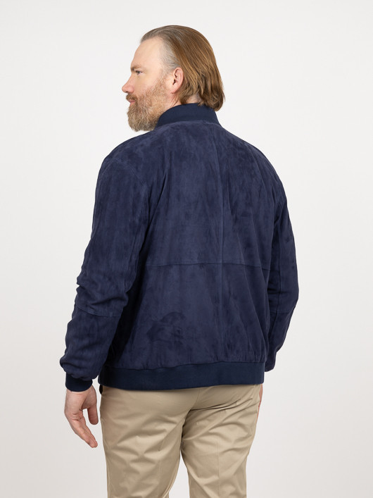 Blouson Cuir Uni Indigo Capel Grande Taille bleu indigo homme grande taille - Capelstore