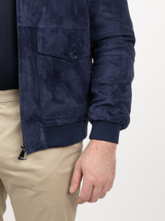 Blouson Cuir Uni Indigo Capel Grande Taille bleu indigo homme grande taille - Capelstore