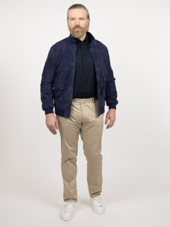 Blouson Cuir Uni Indigo Capel Grande Taille bleu indigo homme grande taille - Capelstore