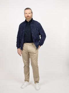 Blouson Cuir Uni Indigo Capel Grande Taille bleu indigo homme grande taille - Capelstore