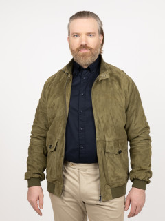 Blouson Cuir Uni Kaki Capel Grande Taille kaki homme grande taille - Capelstore