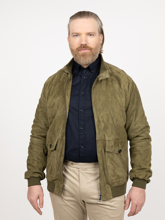 Blouson Cuir Uni Kaki Capel Grande Taille kaki homme grande taille - Capelstore