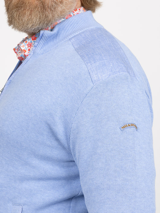 Cardigan ZippÃ© Paul & Shark Grande Taille bleu ciel homme grande taille - Capelstore