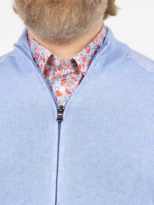 Cardigan ZippÃ© Paul & Shark Grande Taille bleu ciel homme grande taille - Capelstore