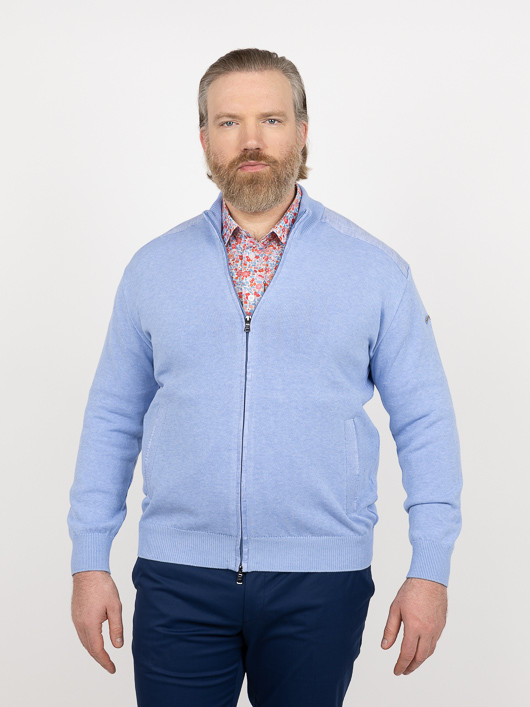Cardigan ZippÃ© Paul Shark Grande Taille bleu ciel homme grande