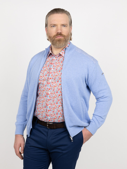 Cardigan ZippÃ© Paul Shark Grande Taille bleu ciel homme grande