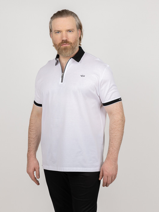 Polo Contrastes Col & Manches Paul & Shark Grande Taille blanc homme grande taille - Capelstore