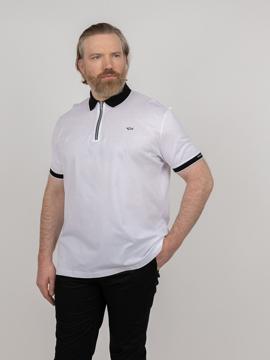 Polo Contrastes Col & Manches Paul & Shark Grande Taille blanc homme grande taille - Capelstore