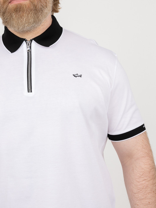 Polo Contrastes Col & Manches Paul & Shark Grande Taille blanc homme grande taille - Capelstore