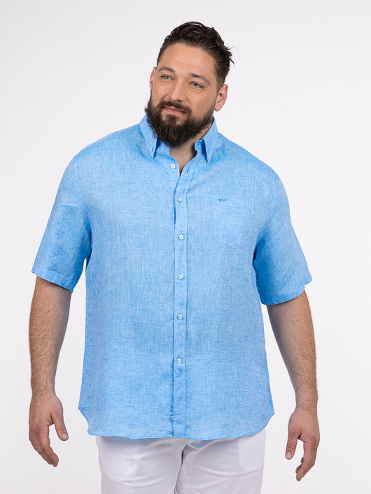 Chemisette Lin Paul & Shark Grande Taille turquoise homme grande taille - Capelstore