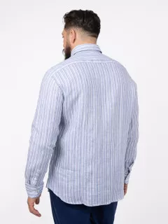 Chemise RayÃ©e Lin Paul & Shark Grande Taille marine homme grande taille - Capelstore