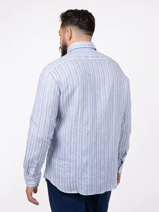 Chemise RayÃ©e Lin Paul & Shark Grande Taille marine homme grande taille - Capelstore