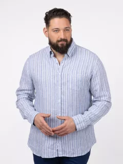 Chemise RayÃ©e Lin Paul & Shark Grande Taille marine homme grande taille - Capelstore