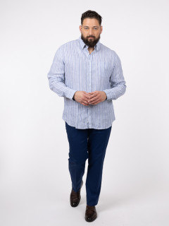 Chemise RayÃ©e Lin Paul & Shark Grande Taille marine homme grande taille - Capelstore
