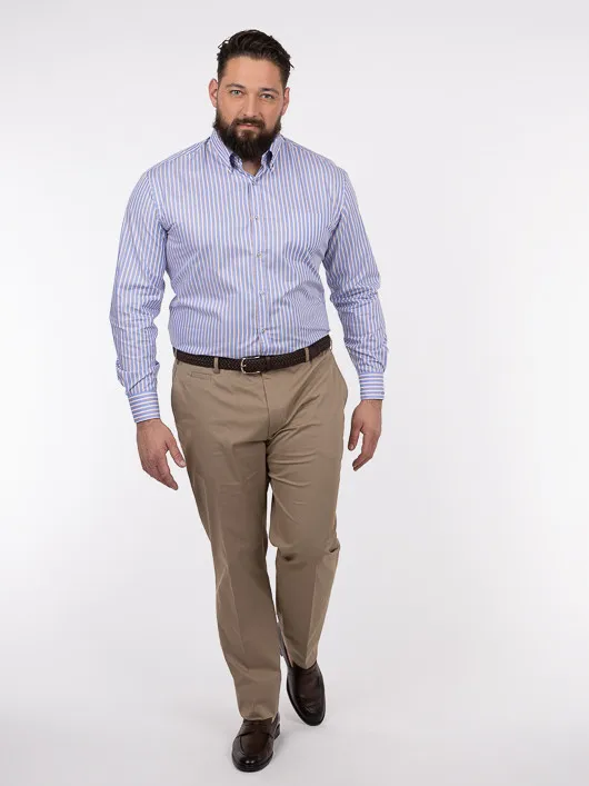 Chemise Rayures Paul& Shark Grande Taille bleu/blanc/ocre homme grande taille - Capelstore