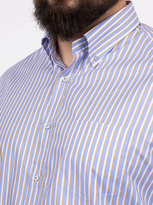 Chemise Rayures Paul& Shark Grande Taille bleu/blanc/ocre homme grande taille - Capelstore