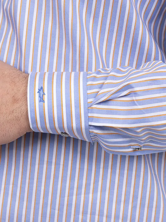 Chemise Rayures Paul& Shark Grande Taille bleu/blanc/ocre homme grande taille - Capelstore