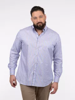 Chemise Rayures Paul& Shark Grande Taille bleu/blanc/ocre homme grande taille - Capelstore