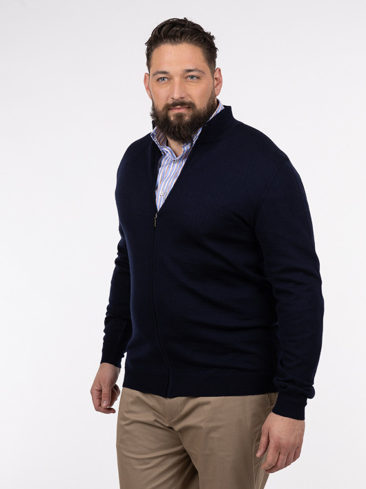 Cardigan Zippé 100% mérinos homme grande taille