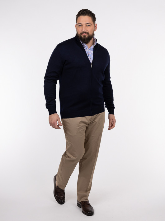 Cardigan Zippé 100% mérinos homme grande taille