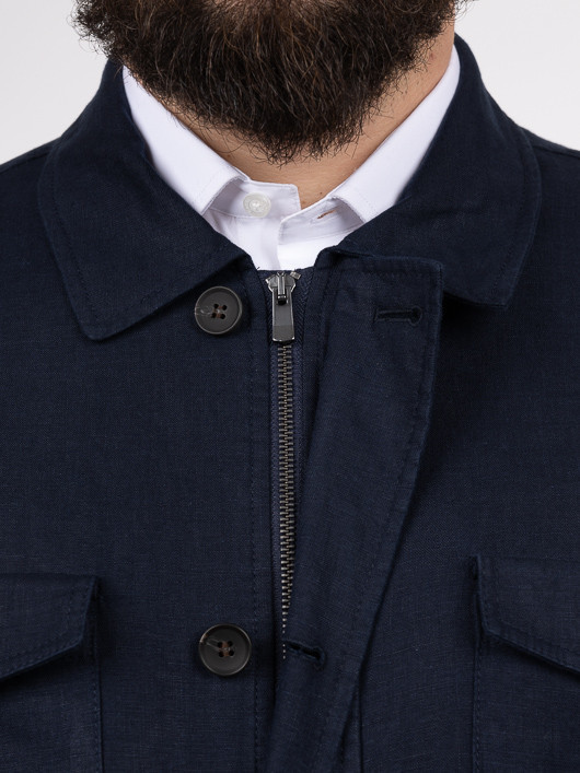 Saharienne En Lin Marine Capel Grande Taille  homme grande taille - Capelstore