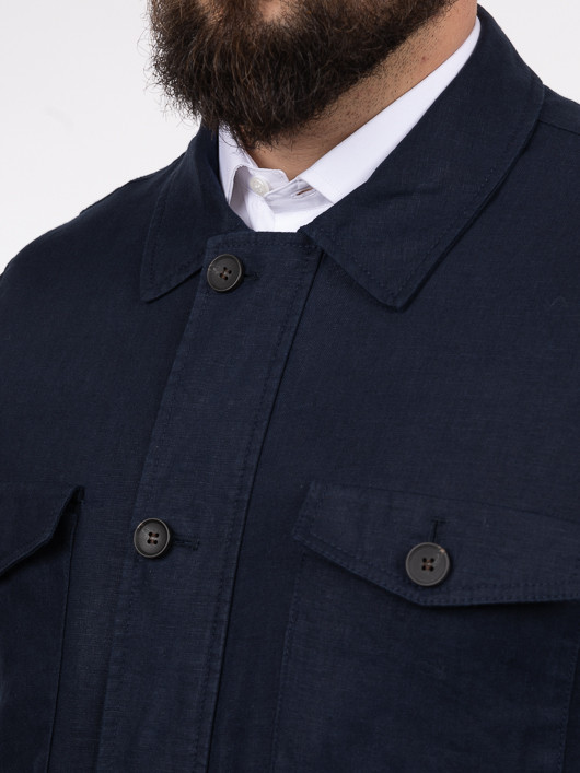 Saharienne En Lin Marine Capel Grande Taille  homme grande taille - Capelstore