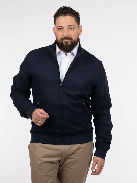 Blouson En Lin Marine Capel Grande Taille  homme grande taille - Capelstore