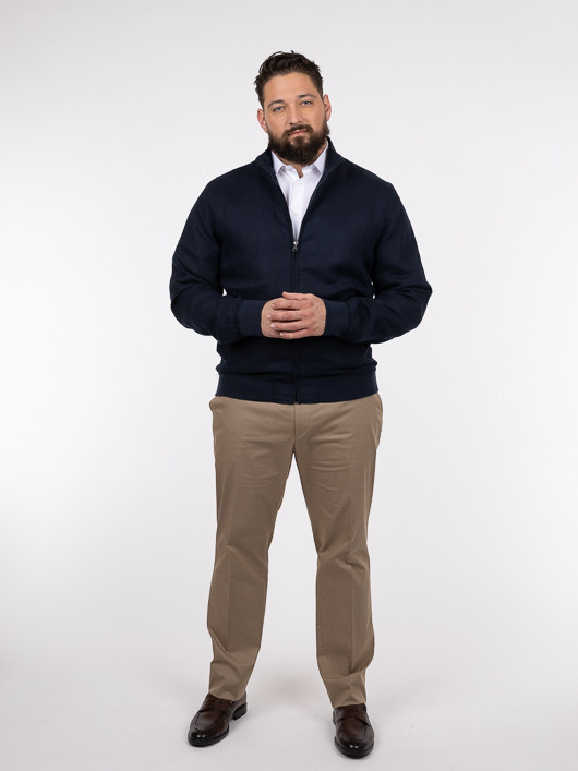 Blouson En Lin Marine Capel Grande Taille  homme grande taille - Capelstore