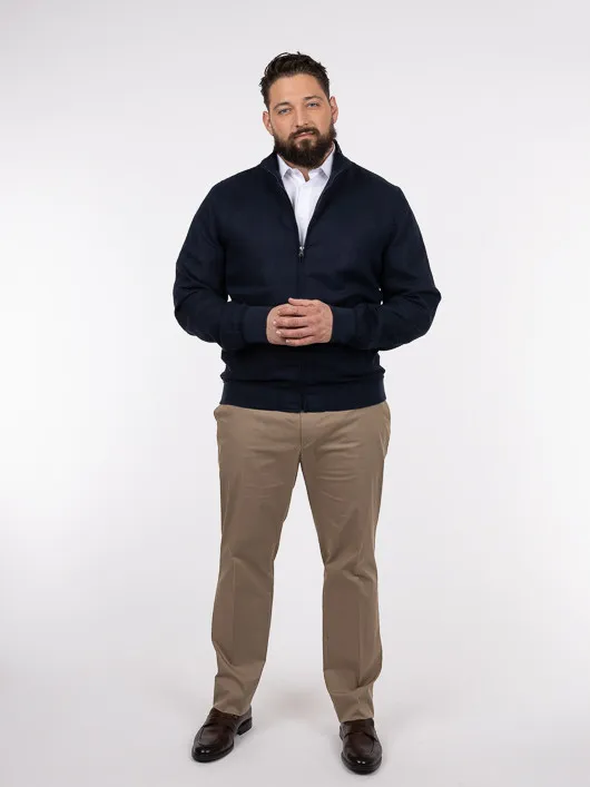 Blouson En Lin Marine Capel Grande Taille  homme grande taille - Capelstore